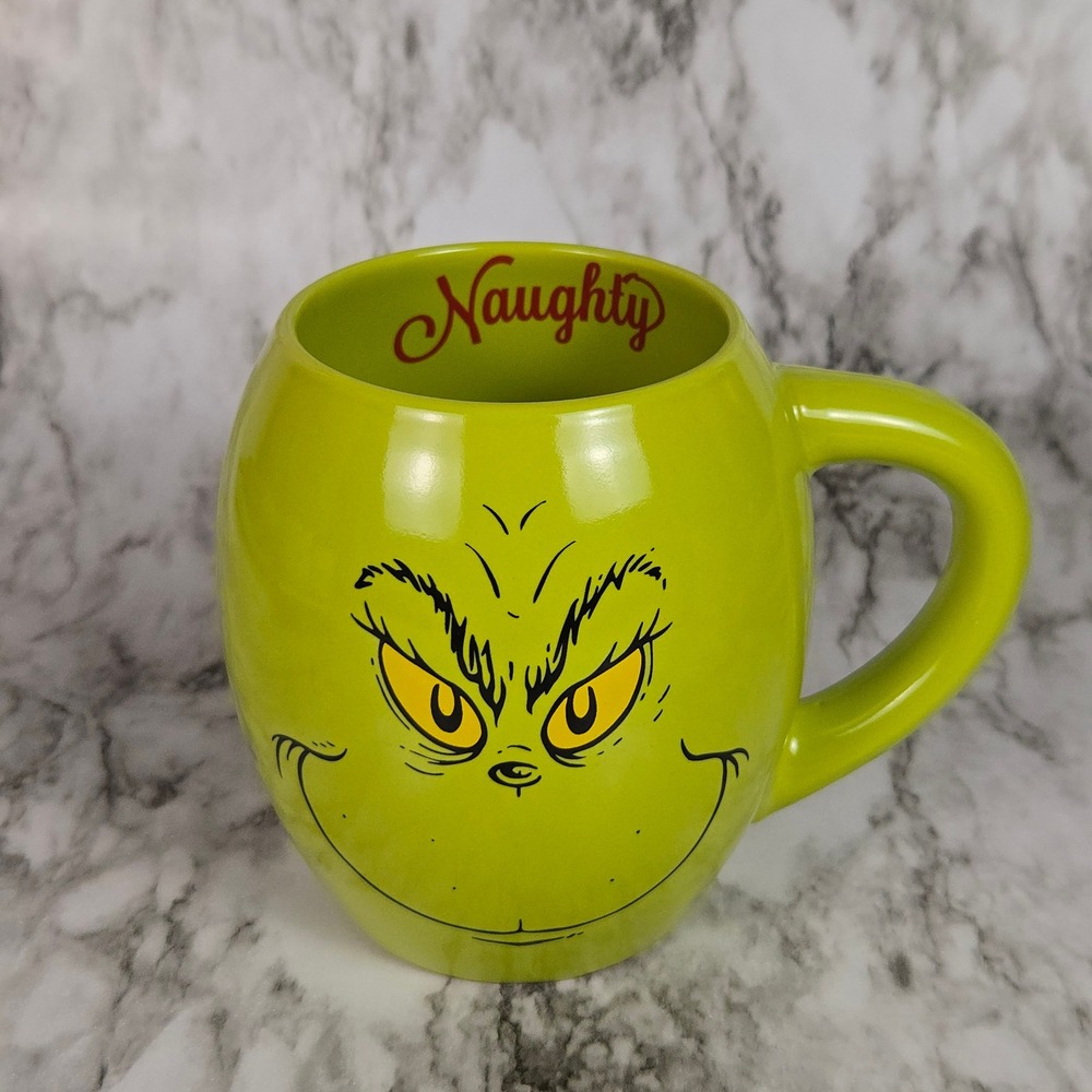 The Grinch Naughty Nice Mug Bioworld Dr Seuss Green Christmas Coffee Cup - Picture 6 of 10